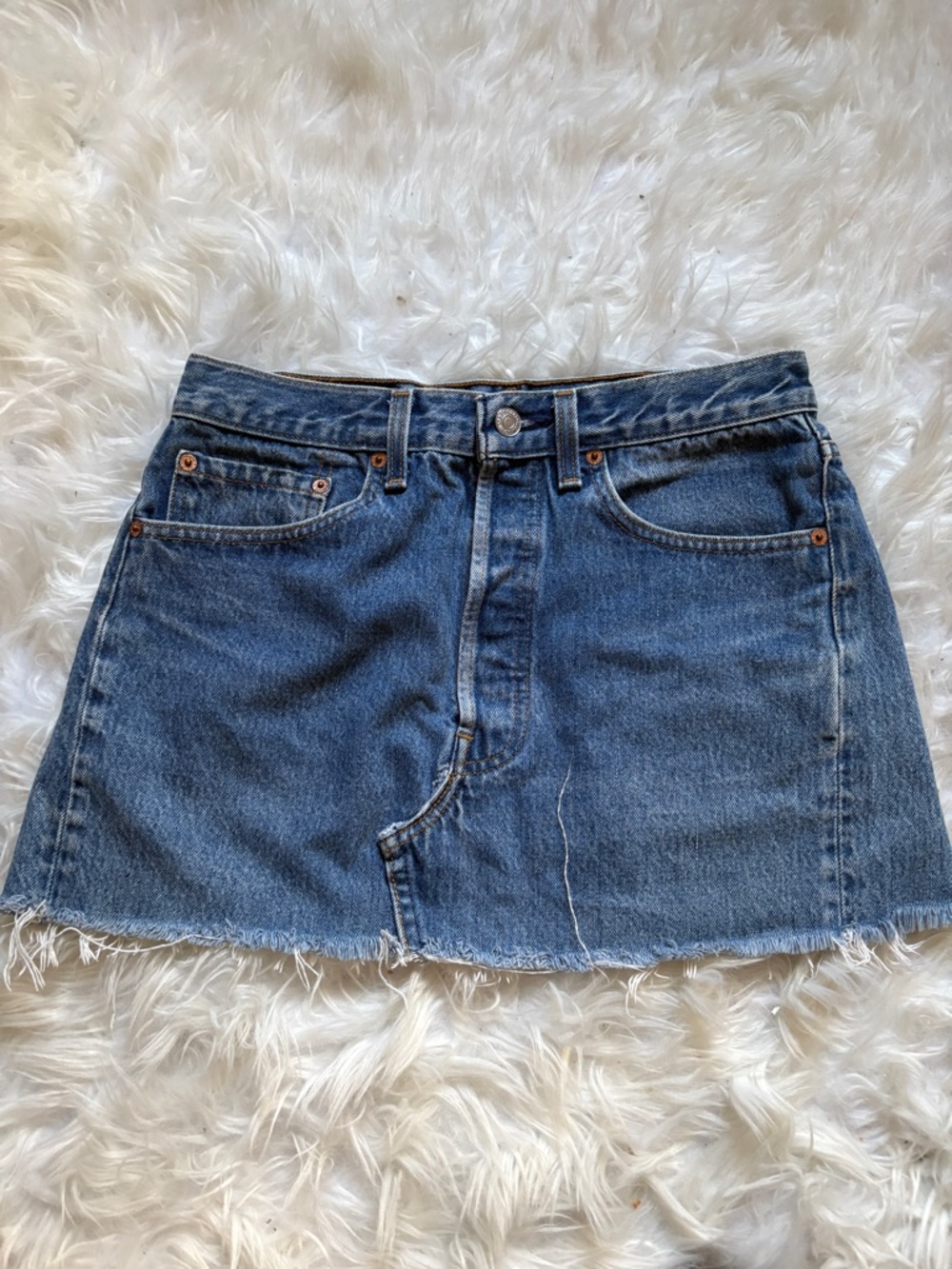 Levi's Blue Vintage 501xx Denim Frayed Hem Mini Skirt - Picture 3 of 4